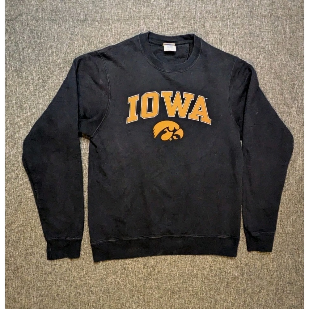 Vintage Iowa Hawkeyes Pullover‎ Sweatshirt Adult Small Black Crew Neck Sweater